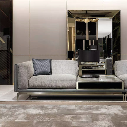 Luxuriöses italienisches Sofa-Set aus Leder für Zuhause, modernes Design, L-förmiges Luxus-Ecksofa für das Wohnzimmer 