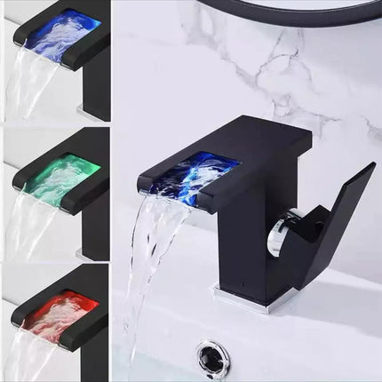 Multi-color Basin Waterfall Faucet Bathroom Hydroelectric LED Basin Faucet