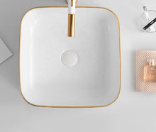 Cargar imagen en el visor de la galería, White Gold Lining Wash Basin Table Top Counter top
