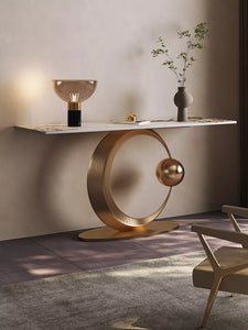 Italian art furniture designer light luxury marble console table stainless steel entryway console table