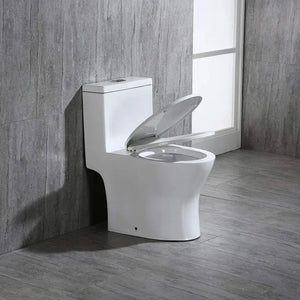 Dual Flush Elongated One Piece ceramic Toilet with Soft Closing Seat sanitary ware floor mounted White Toilet Bowl