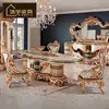 Load image into Gallery viewer, luxury wood dinning table set 6chairs hand making craft furniture dining room table
