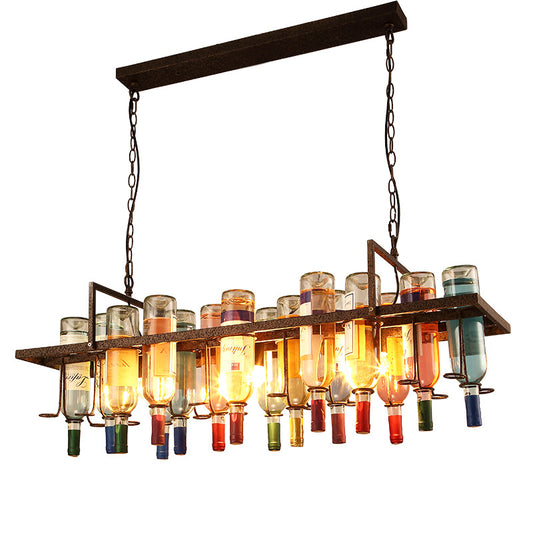 Retro Industrial Rustic LED Beer Lamp Decorative Creative Glass Wine Bottle Chandelier Pendant Light for Cafe Bar