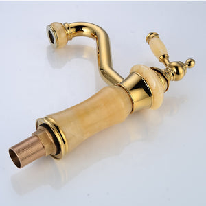 Single handle gold plated basin mixer faucet