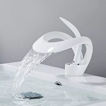Load image into Gallery viewer, Luxury Waterfall Art Basin Faucet Cold Heat Single Hole Brass Bathroom Lavatory Wash Hand Basin Tap
