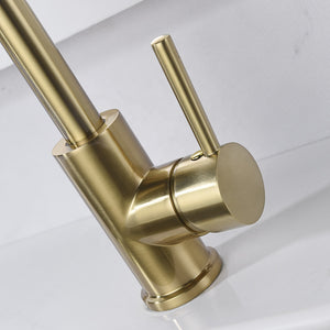 kitchen elbow faucet single hole brass brushed gold kitchen faucet