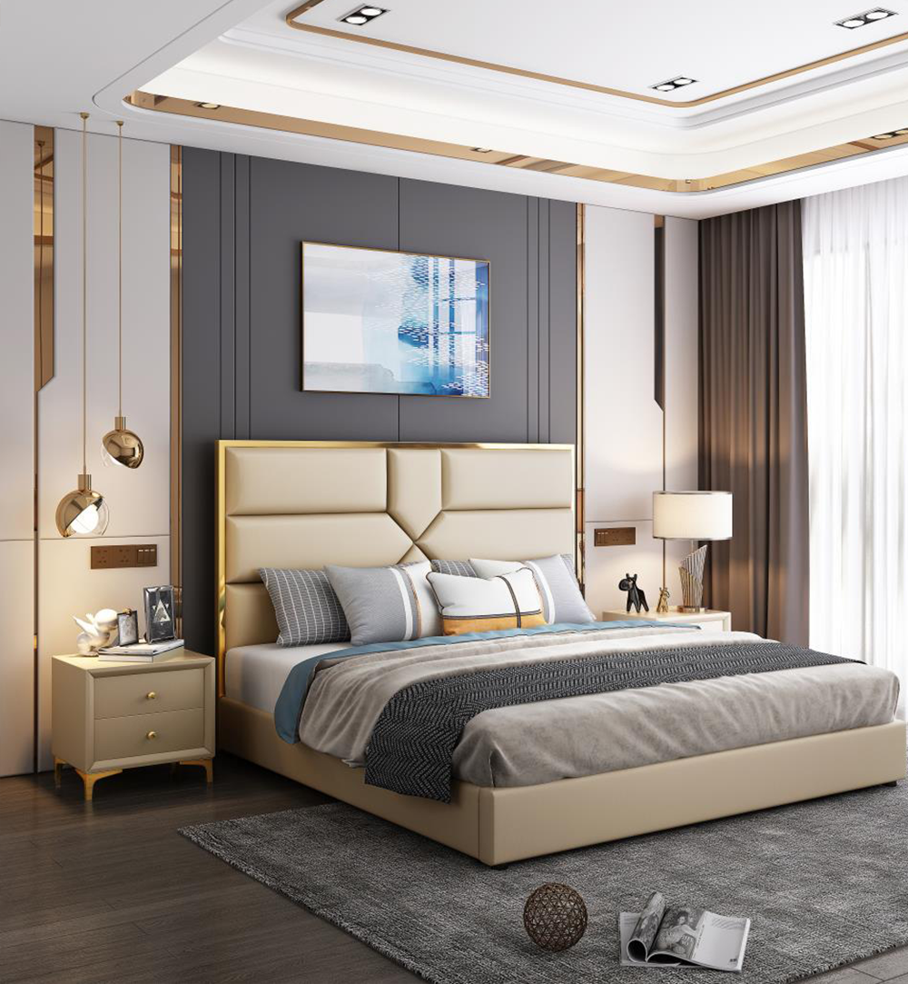 High Quality Solid Wood Oak BedDouble Bed Designs In WoodLeather Upholstery Bed