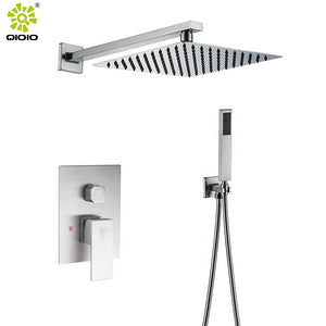 12 inch Wall Shower Silver Stainless steel with Faucet Ready for hot and cold