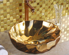 Load image into Gallery viewer, Art Sink Countertop Ceramic Gold Hand Wash Basin
