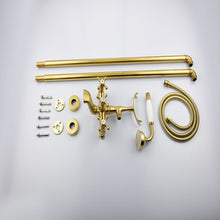 Load image into Gallery viewer, Bathroom Brushed Gold Floor Mount Free Standing Bathtub Faucet Shower System Set
