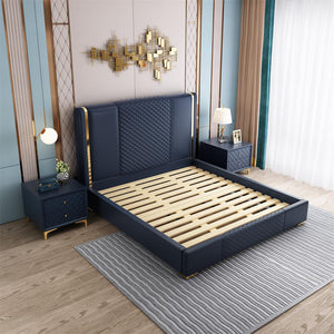 Modern Bedroom Storage Leather Bed Custom Made Furniture  Adult bed Substantial and comfortable woodenbed