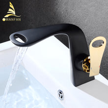 Load image into Gallery viewer, Black Basin Mixer Taps 855771 Single Handle Deck Mount Gold Tap Brass Basin Sink Faucet
