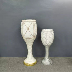 High quality vases white fiber glass vase floor flower luxury vases crystal style for home decor