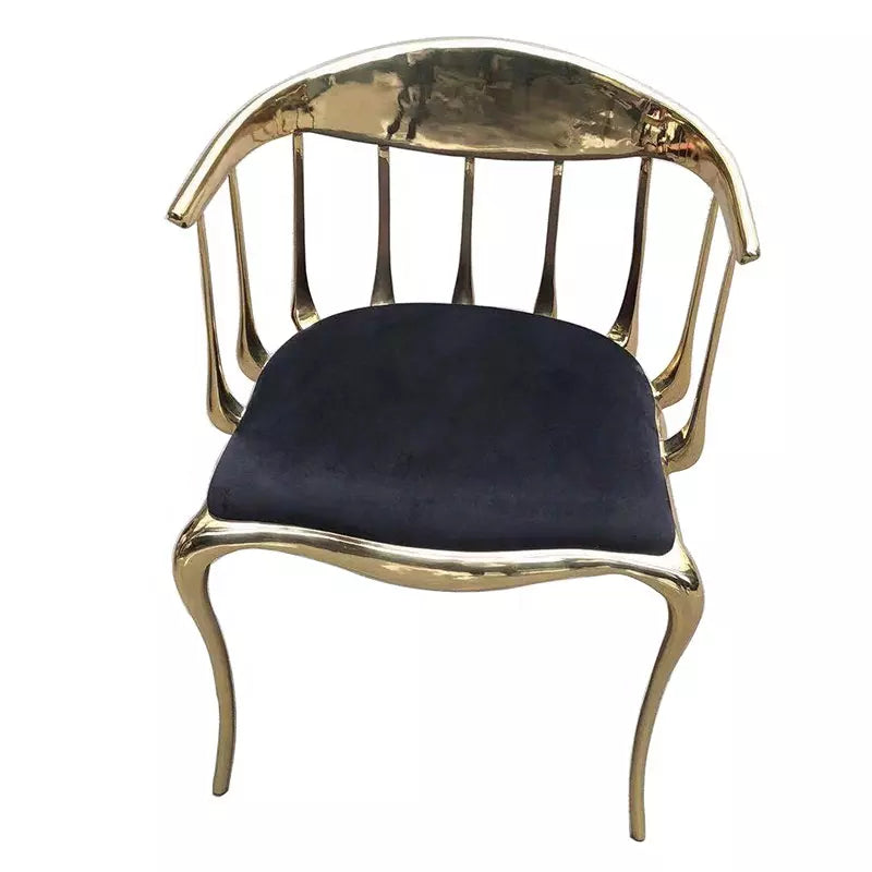 304 Stainless Steel Palace Chair Armrest With Upholstered Velvet Seat Electroplated Steel Accent Chair