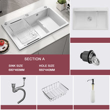 Lade das Bild in den Galerie-Viewer, Quartz Stone Sink Washbasin Single Slot White Kitchen Step Sink White Italian Rough
