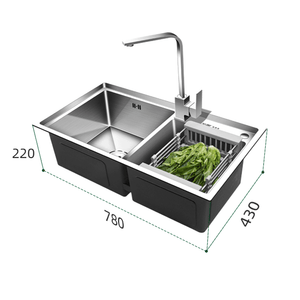 780*430*220mm - 304 hand made Stainless Steel Sink for Kitchen double sink matte mixer drainage to the sewer