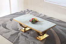 Загрузить изображение в средство просмотра галереи, Visionnaire Home Contemporary Luxury Marble Center Table Gold Stainless Steel Glass Coffee Table
