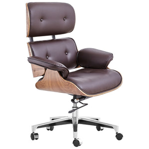 Modern adjustable armrest leather swivel office chair