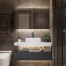Load image into Gallery viewer, Nordic Marble Top bathroom cabinets with ceramic basin and Smart LED Mirror Cabinet
