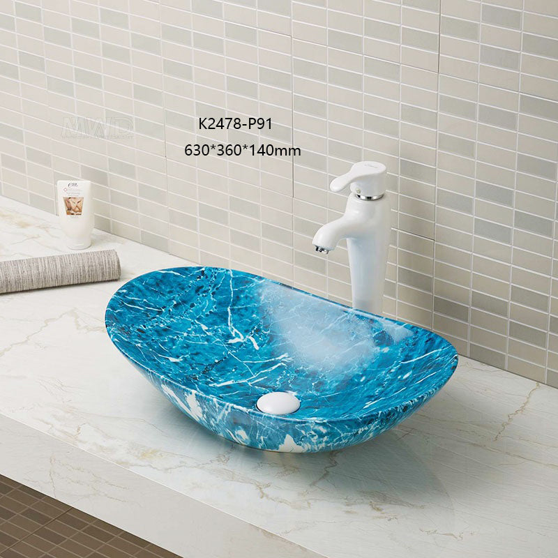 Ceramic countertop design wash basin in bathroom