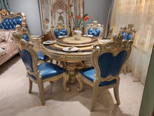 Load image into Gallery viewer, golden foil hand carved Italian style dining room furniture round dining table
