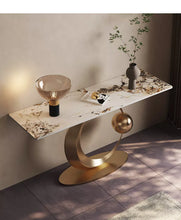 Load image into Gallery viewer, Italian art furniture designer light luxury marble console table stainless steel entryway console table
