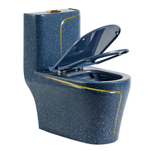 Cargar imagen en el visor de la galería, Blue With White Spot Gold Line Wholesale Chinese One-piece Toilet Bowl
