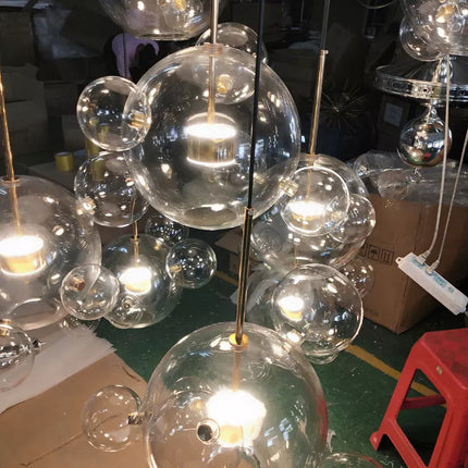 Hängende LED-Glas-Kronleuchter-Beleuchtung im Bubble-Stil für amerikanische Küche, Esszimmer und Wohnbereich 