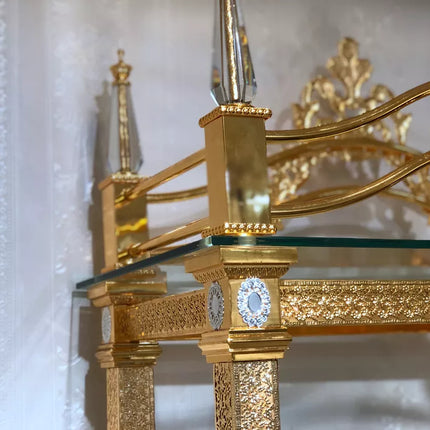 European Luxury Multi-Layer Decorative Frame Hotel Living Room Commodity Shelf Crystal Golden Decorative Frame