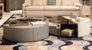 living room furniture luxury modern marble top round center coffee table high quality modern italian wood coffee table set
