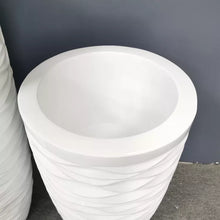 Load image into Gallery viewer, Modern Style Embossed Decorative Flower Vase White Fiberglass pots Bucket Shape Planter
