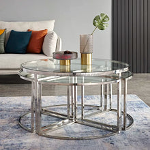 Load image into Gallery viewer, Gold metal coffee table stainless steel side table glass table furniture
