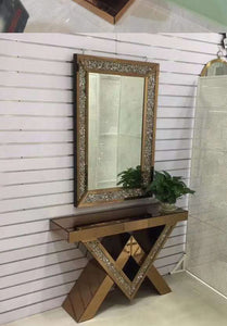 Golden Mirror Console Modern furniture mirrored console table with crushed diamond