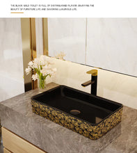 Load image into Gallery viewer, golden countertop ceramic sinks bathroom unique wash basin
