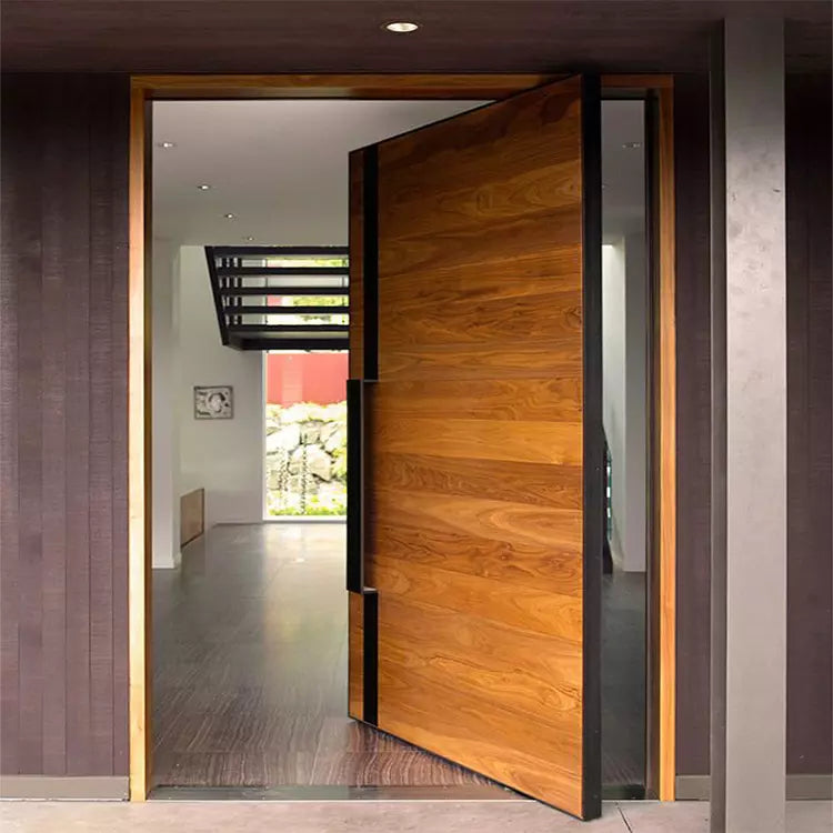 Modern Luxury Exterior Big Panel Solid Wood Front Entry Large Pivot Door System