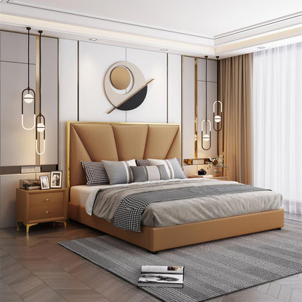 Latest Luxury Modern Simple Bed Room Furniture Bedroom Set Bed Frame Solid Wooden  King Size Fabric Bed