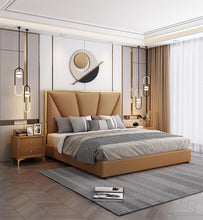 Load image into Gallery viewer, Latest Luxury Modern Simple Bed Room Furniture Bedroom Set Bed Frame Solid Wooden  King Size Fabric Bed
