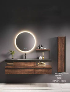 Black Engineered Stone Bathroom Vanity , Reclaimed Solid Wood Furniture Rustic Vanity