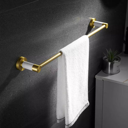 Nordic luxury bathroom accessories towel bar marble brushed gold wall-mounted single-bar towel rack