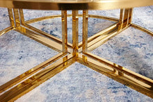 Load image into Gallery viewer, Gold metal coffee table stainless steel side table glass table furniture
