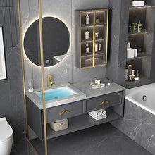 Cargar imagen en el visor de la galería, Rock plate bathroom cabinet modern simple light luxury solid wood
