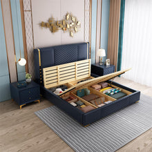 Load image into Gallery viewer, Modern Bedroom Storage Leather Bed Custom Made Furniture  Adult bed Substantial and comfortable woodenbed
