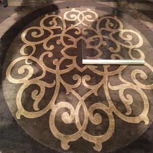 Hand tufted Carpet Flower pattern design round shape grey color rugs