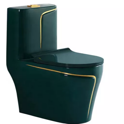 Toilet Bowl Green Edition with Gold Lining