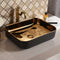 Basin Gold Black Matte Electroplated Porcelain Rectangular Shape Countertop Basin for Bathroom Wash Basin Sink