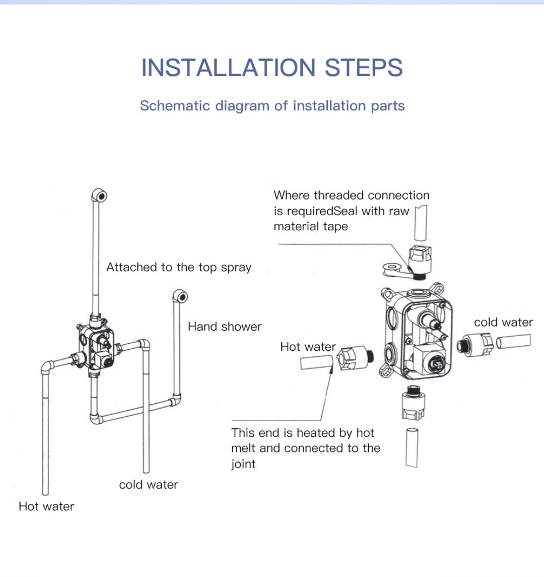 304 Stainless Steel Wall Shower Set Hot and Cold Brushed Silver
