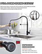 Charger l&#39;image dans la galerie, Black Stainless steel + Brass Kitchen Faucet Spring Deck mount Faucet
