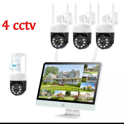IP66 Waterproof Rotating 3Mp Wireless PTZ Camera System Video Surveillance 8 Channel LCD Wifi 12Inch NVR Kit
