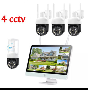 IP66 Waterproof Rotating 3Mp Wireless PTZ Camera System Video Surveillance 8 Channel LCD Wifi 12Inch NVR Kit