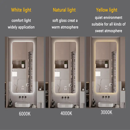 polished glass mirror with smooth edges and subtle LED lighting
high clarity reflective surface designed for everyday use